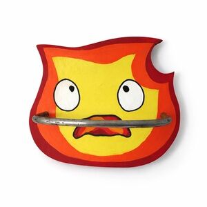 Original Art Calcifer studio Ghibli howls moving castle wood towel holder